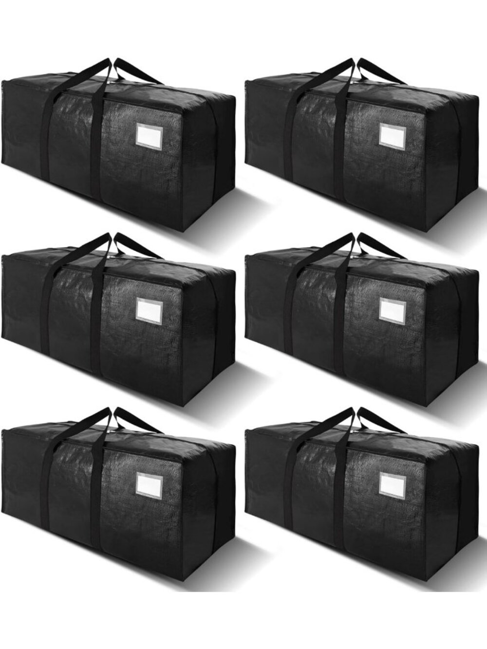 Extra Large Heavy Duty Moving Bags with Backpack Straps - 6 Pack Storage Totes